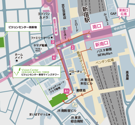 ビジョンセンター新宿マインズタワー 地図
