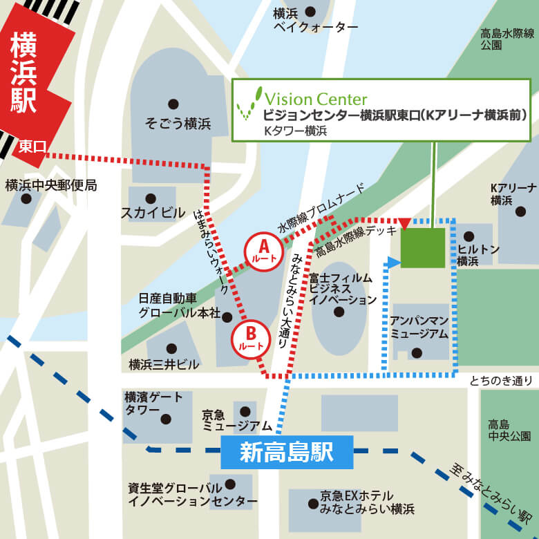 ビジョンセンター横浜駅東口（Kアリーナ横浜前） 地図