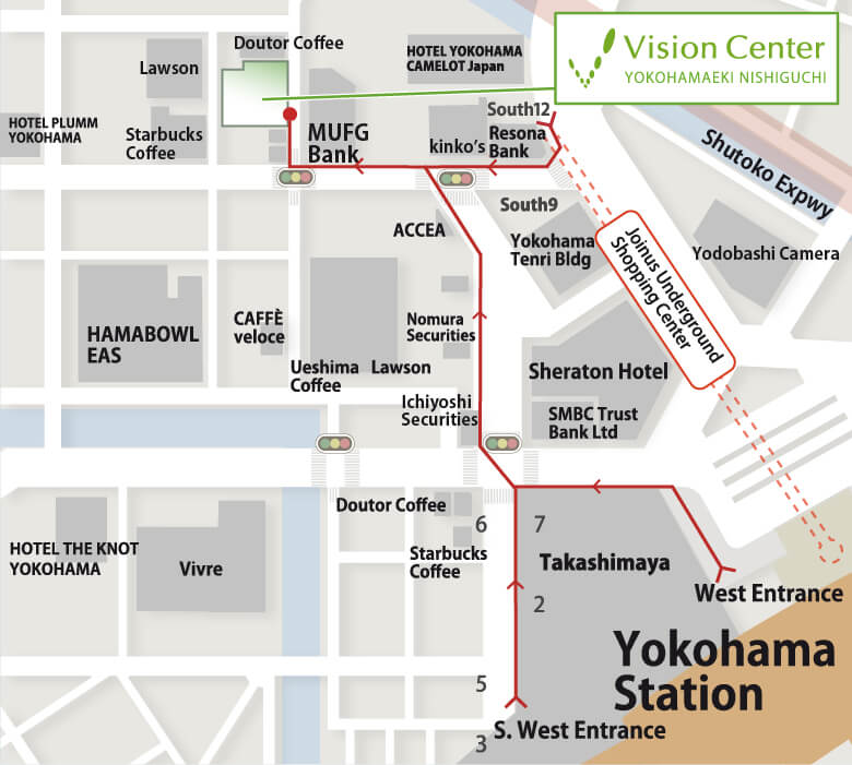 ビジョンセンター横浜駅西口 地図 英語版